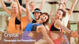  Presentation with gym - Slide set featuring sports or practicing a dance background and a coral colored foreground