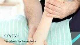  Presentation with club - Theme featuring sports physicals - close-up of a woman receiving background and a cool aqua colored foreground