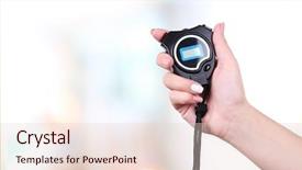  Presentation with female sport - Presentation theme featuring sports physicals - electronic sport timer in female background and a lemonade colored foreground