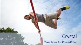  Presentation with training - Audience pleasing presentation design consisting of sports physicals - fitness sport training and lifestyle backdrop and a sky blue colored foreground