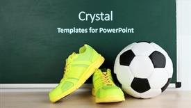  Presentation with sport - Cool new presentation with sports physicals - sport shoes and soccer ball backdrop and a ocean colored foreground