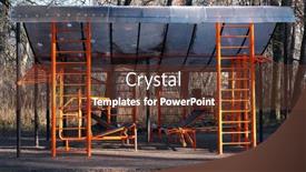  Presentation with playground - Slide set with sports-playground-with-exercise-equipment background and a tawny brown colored foreground