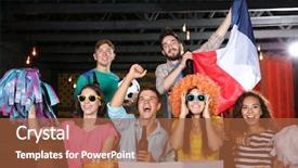  Presentation with france flag - Audience pleasing slides consisting of sports pub - cheerful friends with france flag backdrop and a red colored foreground