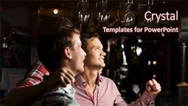  Presentation with bar - PPT layouts enhanced with sports pub - three young men at bar background and a wine colored foreground