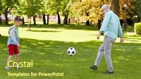  Presentation with generation - Colorful PPT theme enhanced with sports related - family generation game sport backdrop and a  colored foreground