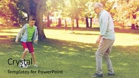  Presentation with generation - Audience pleasing PPT theme consisting of sports related - family generation game sport backdrop and a seafoam green colored foreground