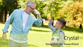  Presentation with generation - Theme enhanced with sports related - family generation gesture sport background and a yellow colored foreground