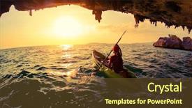  Presentation with steampunk lady - Colorful slide set enhanced with sports rowing - young lady paddling the kayak backdrop and a tawny brown colored foreground