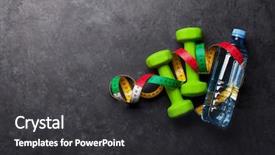  Presentation with tape measure - Beautiful PPT theme featuring sports schedules - fitness concept dumbbells tape measure backdrop and a dark gray colored foreground