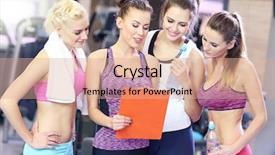  Presentation with personal - Presentation theme featuring sports schedules - group of women discussing plan background and a coral colored foreground