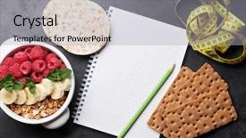 Presentation with healthy breakfast - Colorful PPT theme enhanced with sports schedules - healthy food and fitness concept backdrop and a light gray colored foreground