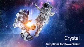  Presentation with astronaut - Slide deck consisting of sports science - astronaut play soccer game background and a navy blue colored foreground