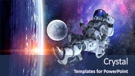  Presentation with play - Presentation consisting of sports science - astronaut play soccer game background and a ocean colored foreground