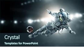 Presentation with astronaut - Colorful slide deck enhanced with sports science - astronaut player soccer game backdrop and a ocean colored foreground