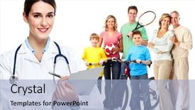  Presentation with sports doctor - Colorful slide set enhanced with sports science - medical family doctor and patients backdrop and a light blue colored foreground