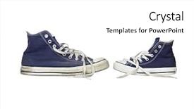  Presentation with sports shoes - PPT theme featuring sports shoes with different size background and a white colored foreground
