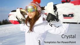  Presentation with woman sport - Theme featuring sports ski - winter leisure sport and people background and a lemonade colored foreground