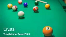  Presentation with billiard - Presentation theme having billiard balls on pool green background and a  colored foreground