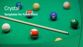  Presentation with billiard - Audience pleasing slides consisting of billiard balls on pool green backdrop and a ocean colored foreground