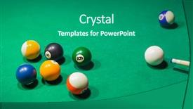  Presentation with billiard - Colorful presentation theme enhanced with billiard balls on pool green backdrop and a gray colored foreground