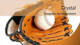  Presentation with ball sports - Amazing slide deck having sports softball - baseball glove and ball isolated backdrop and a yellow colored foreground