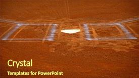 Presentation with softball - Colorful PPT layouts enhanced with sports softball - baseball homeplate with batter box backdrop and a tawny brown colored foreground