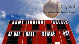  Presentation with homerun - Beautiful slides featuring sports softball - baseball homerun with scoreboard backdrop and a light blue colored foreground