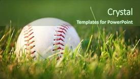  Presentation with softball - Presentation theme featuring sports softball - baseball in a grass background and a tawny brown colored foreground