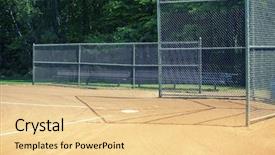  Presentation with baseball diamond - Amazing PPT theme having sports softball - empty baseball diamond backdrop and a blonde colored foreground