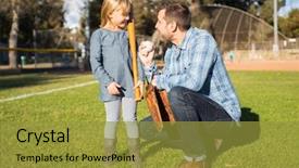  Presentation with teach - Amazing presentation theme having sports softball - father coach teach daughter baseball backdrop and a gold colored foreground