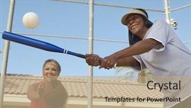  Presentation with softball - Colorful slides enhanced with sports softball - low angle view of happy backdrop and a coral colored foreground