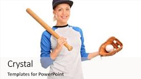  Presentation with shot - Beautiful slide deck featuring sports softball - studio shot of a young backdrop and a white colored foreground