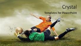  Presentation with football field - Cool new PPT theme with sports sports background - shoot of football player backdrop and a mint green colored foreground