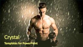  Presentation with weightlifting - PPT layouts consisting of sports star - handsome young body builder weightlifting background and a tawny brown colored foreground