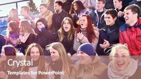  Presentation with sport - Cool new slide set with sports star - sport fans clapping and singing backdrop and a coral colored foreground