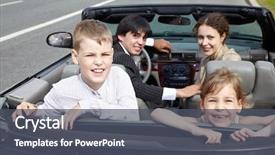  Presentation with roadside - Slides having sports suit - family of four - parents background and a dark gray colored foreground