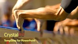  Presentation with swimmer - Theme with sports swimming - male swimmer diving background and a tawny brown colored foreground