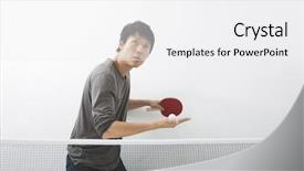  Presentation with sports table tennis - Beautiful presentation theme featuring sports table tennis - handsome asian man playing ping backdrop and a white colored foreground