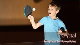  Presentation with table tennis - Slide set consisting of sports table tennis - little boy wearing blue shirt background and a wine colored foreground