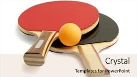  Presentation with table tennis - PPT layouts enhanced with sports table tennis - ping pong paddles and balls background and a coral colored foreground