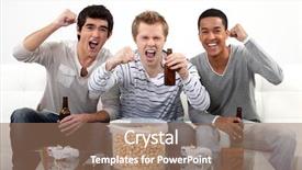  Presentation with television watching - Cool new theme with sports television - buddies watching football match backdrop and a coral colored foreground