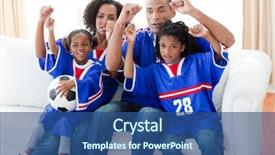  Presentation with african american church family - PPT layouts with sports television - excited afro-american family watching background and a ocean colored foreground