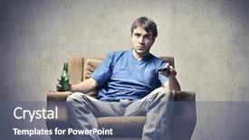  Presentation with 3d man sitting question mark - PPT layouts featuring sports television - young man sitting background and a  colored foreground