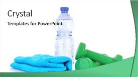  Presentation with water sports - Beautiful presentation theme featuring sports towel and exercise equipment backdrop and a white colored foreground