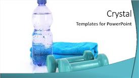  Presentation with water sports - Presentation with sports towel and exercise equipment background and a white colored foreground