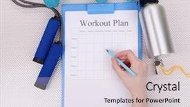  Presentation with trainer - Slides consisting of sports trainer amounts to workout plan close-up background and a lemonade colored foreground