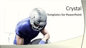  Presentation with kneeling - PPT theme featuring sports uniform - american football player kneeling while background and a white colored foreground