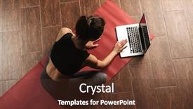  Presentation with healthy - Slide deck featuring sports video background - beautiful healthy woman doing yoga background and a tawny brown colored foreground