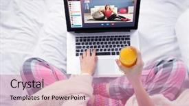  Presentation with woman sport - Theme consisting of sports video background - woman watching sport training online background and a  colored foreground