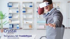  Presentation with waste - Slide set with sports waste - businessman playing virtual reality football background and a lemonade colored foreground